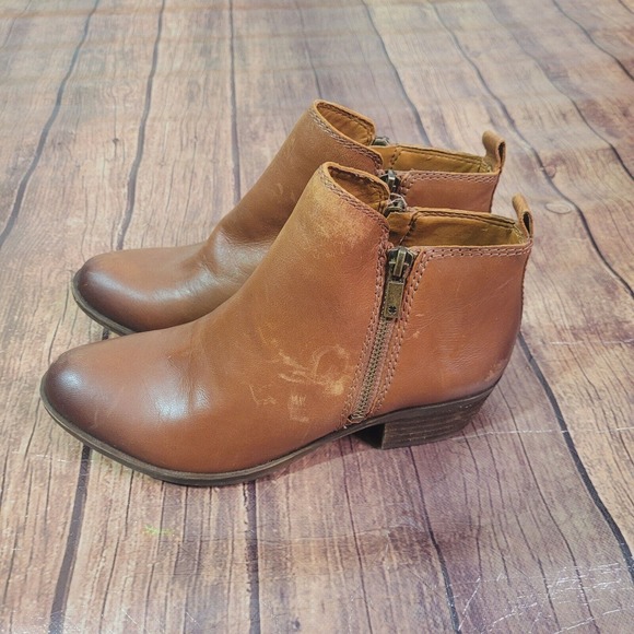 Lucky Brand Womens Boots Brown 6.5 Basel Ankle 1.5" Block Heel Almond Toe - Picture 4 of 10